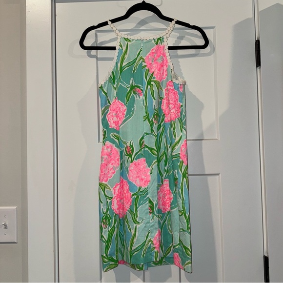 Lilly Pulitzer Pearl Shift Dress Poolside Blue Crochet Lace Neck - Picture 4 of 5